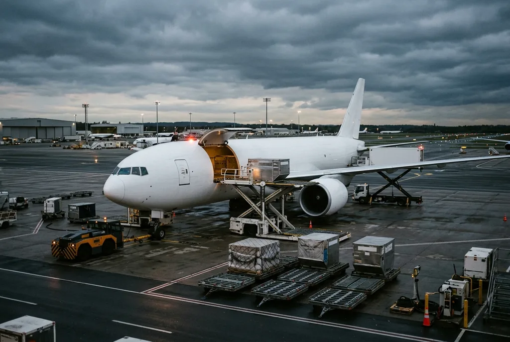 Cargo plane being loaded